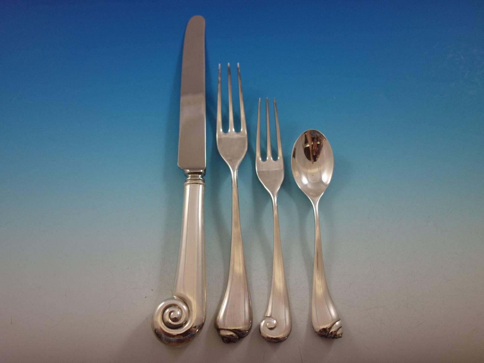 Angela Cummings Designer for Tiffany Sterling Silver Flatware Set Modern Shell In Excellent Condition In Big Bend, WI