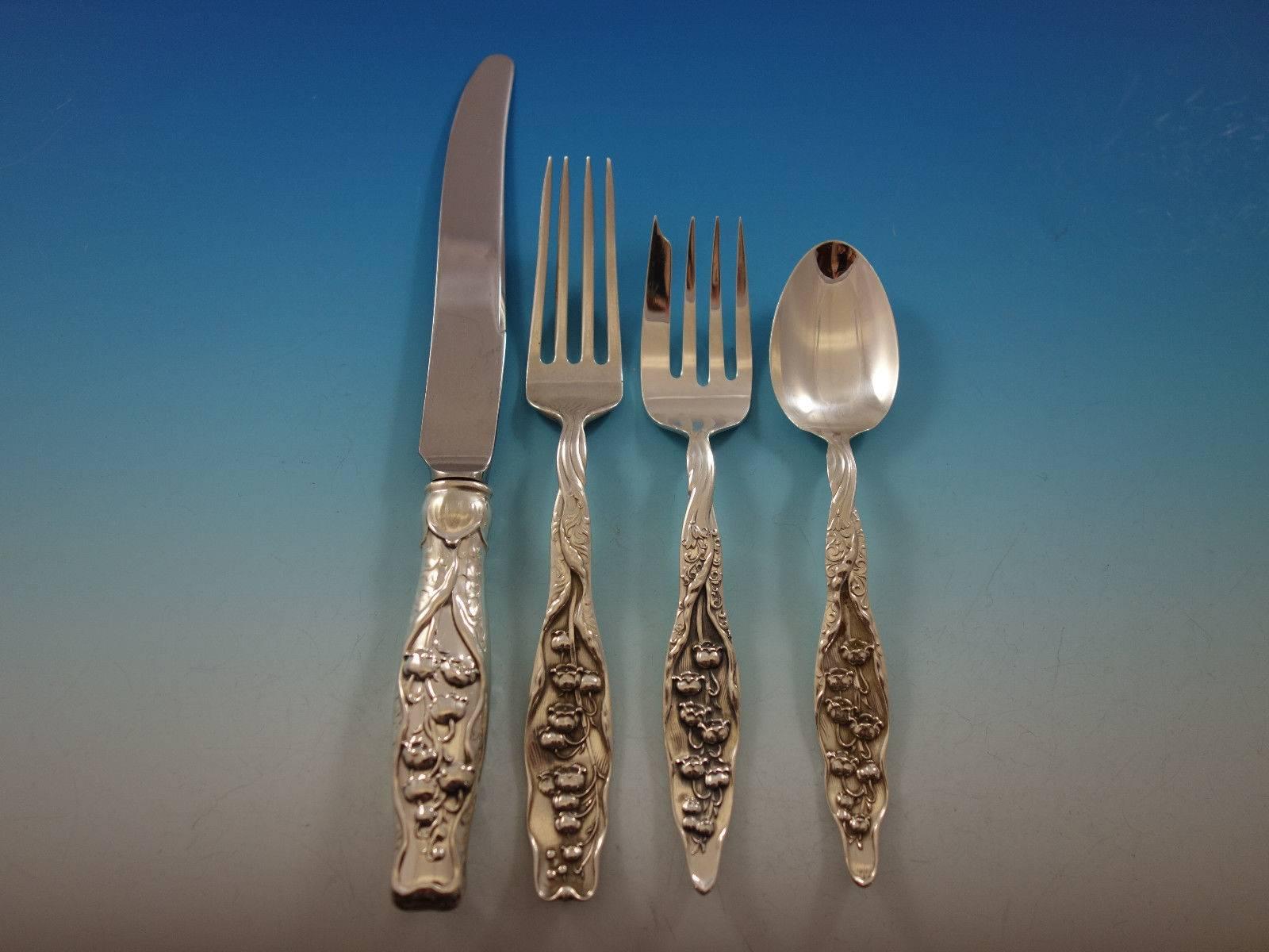 19th Century Lily of the Valley by Whiting Sterling Silver Flatware Set Service 48 Pcs Dinner
