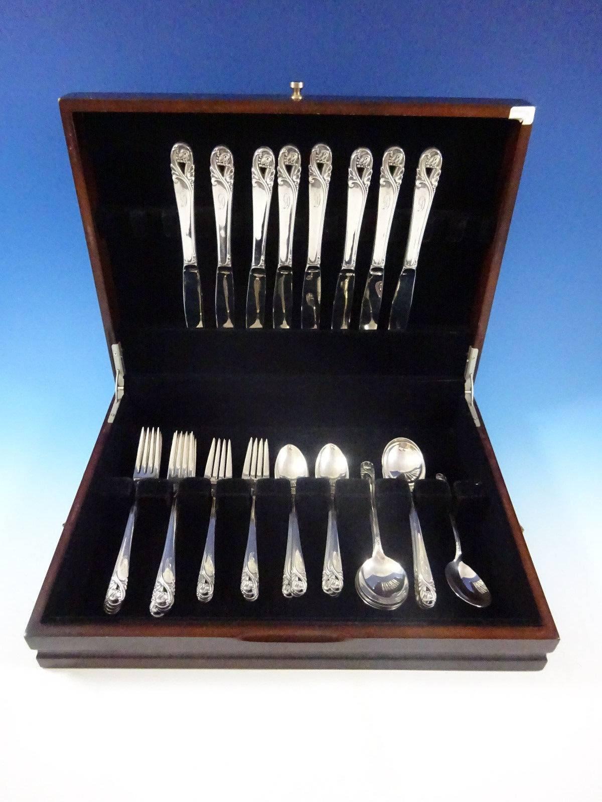 Spring Glory by International sterling silver flatware set, 41 pieces. This set includes: 

eight knives, 9 1/4