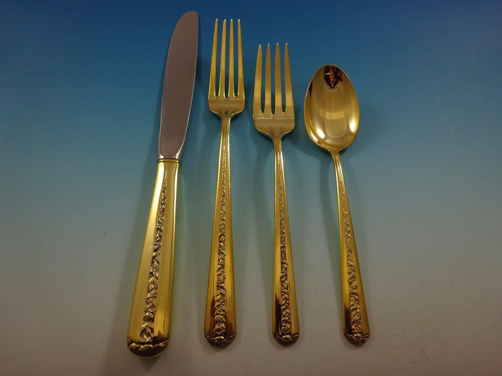 Rambler Rose Gold by Towle Sterling Silver Flatware Set Service for Six Vermeil For Sale 2