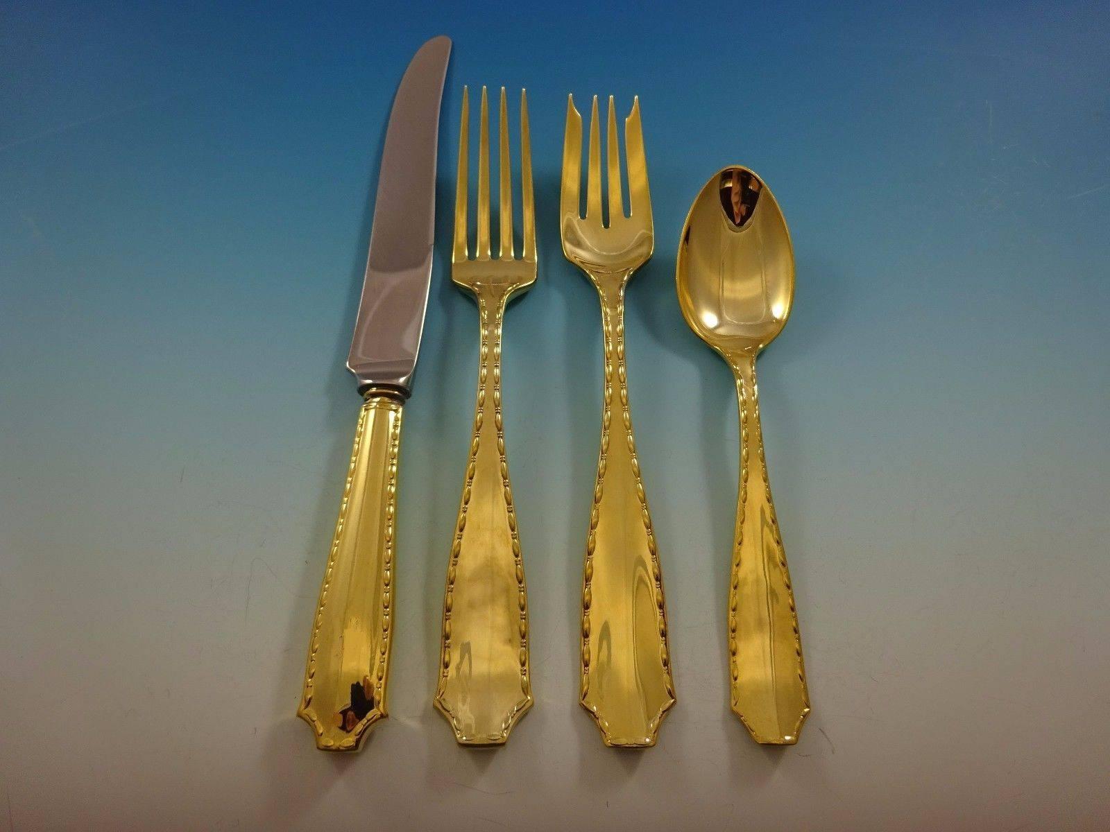 Marquise gold by Tiffany & Co. Sterling silver flatware set - 24 pieces. This set is vermeil (completely gold-washed) and includes: 

six knives, 8 1/2