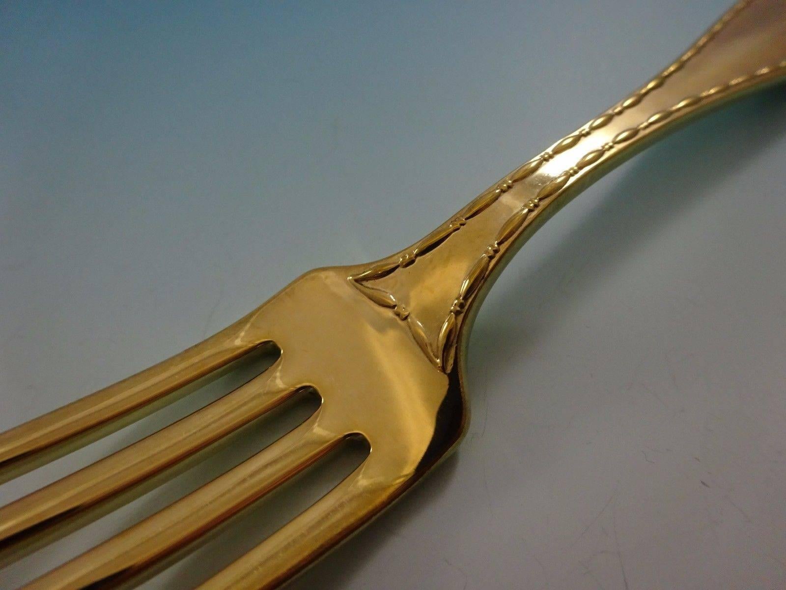 20th Century Marquise Gold by Tiffany and Co. Sterling Silver Flatware Set Service Vermeil For Sale