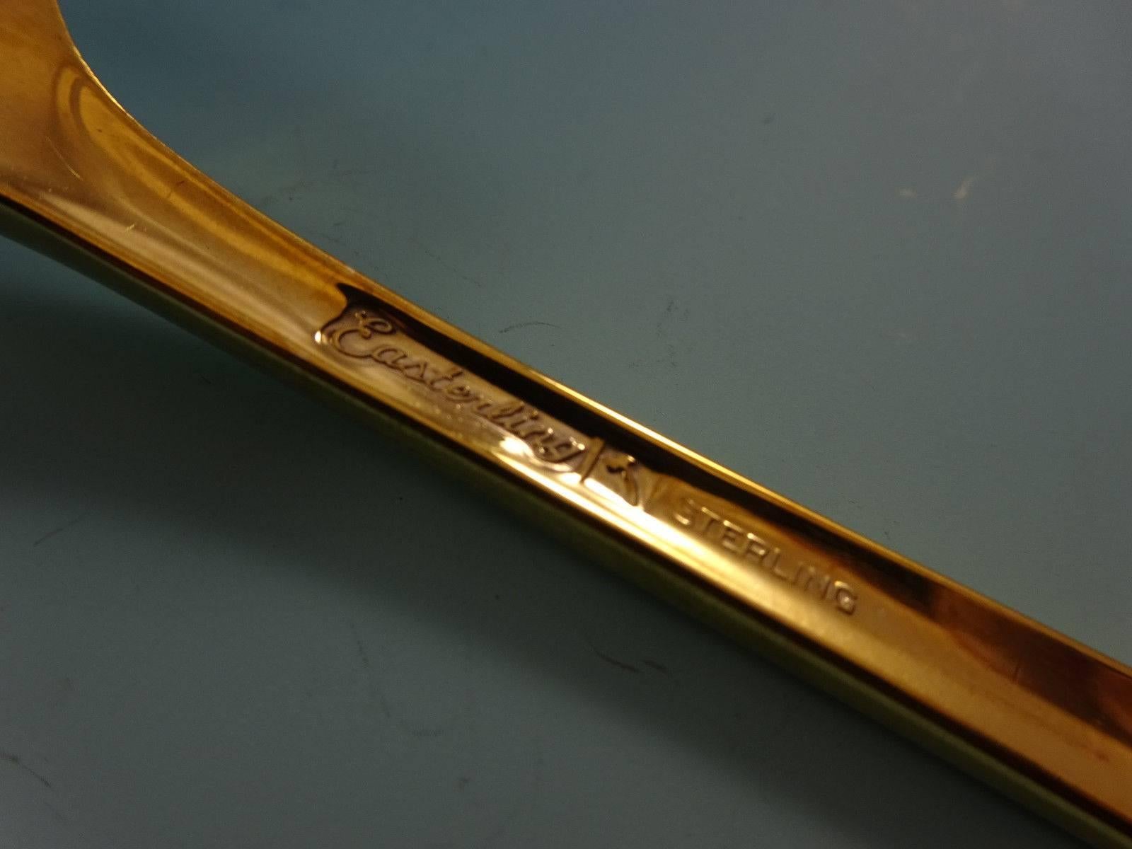Rose Spray Gold by Easterling Sterling Silver Flatware Service 12 Set Vermeil For Sale 1