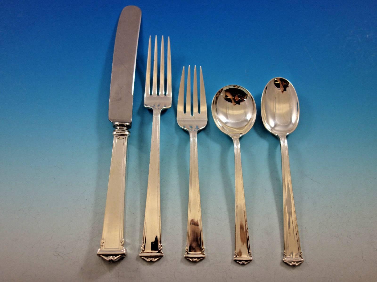 Theseum by International sterling silver flatware set of 33 pieces. Great starter set! This set includes: 

Six knives, 9 1/8