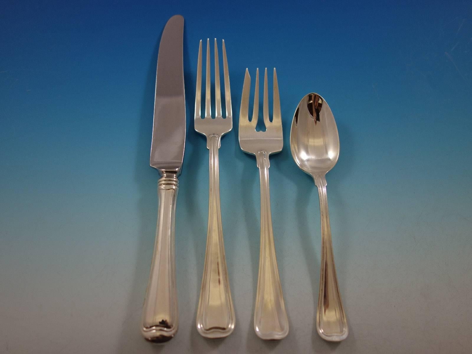 Old French by Gorham sterling silver flatware set, 72 pieces. This set includes: 12 knives, 8 5/8
