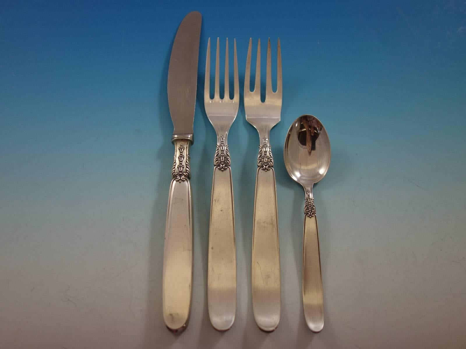 Anacapri by Clementi/Buccellati, Italy dinner and luncheon 800 silver flatware set, 165 pieces. This set includes: 

12 dinner knives, long handle, eight 3/4