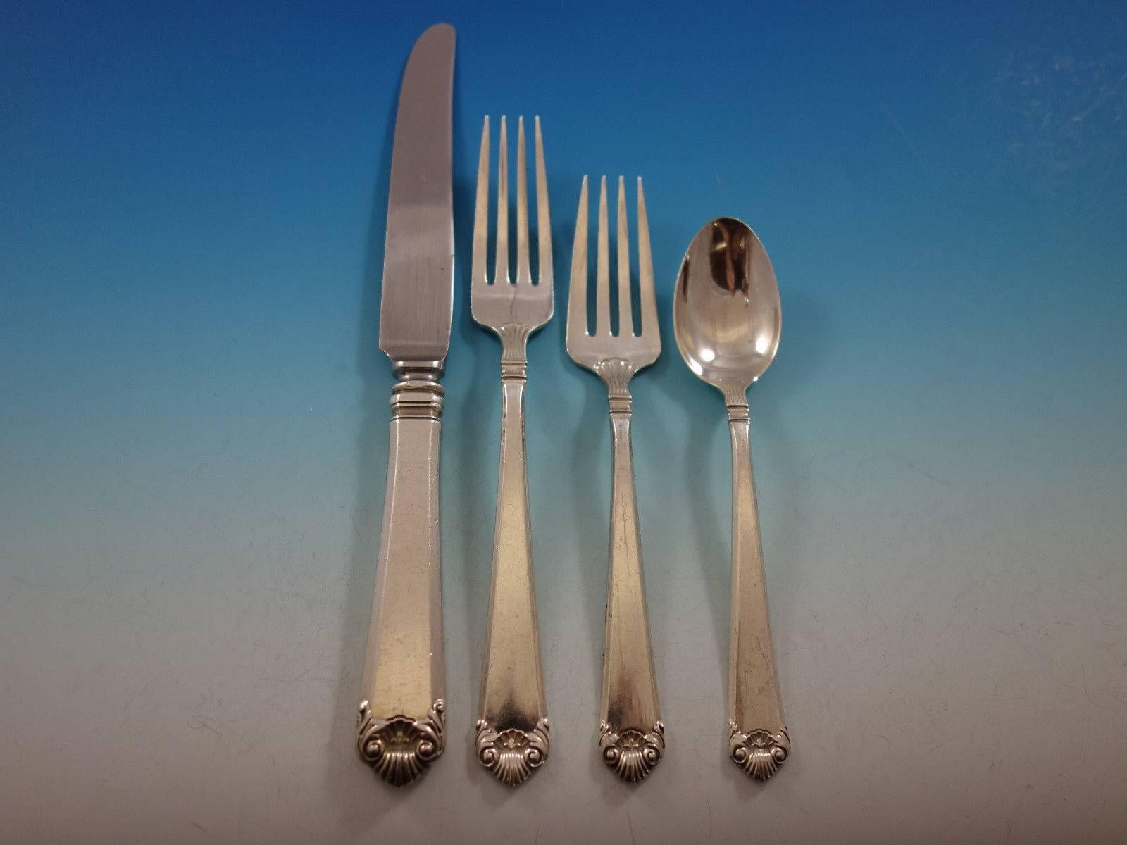 George II by Watson Sterling Silver Flatware Set for 12 Service 73 pieces In Excellent Condition In Big Bend, WI