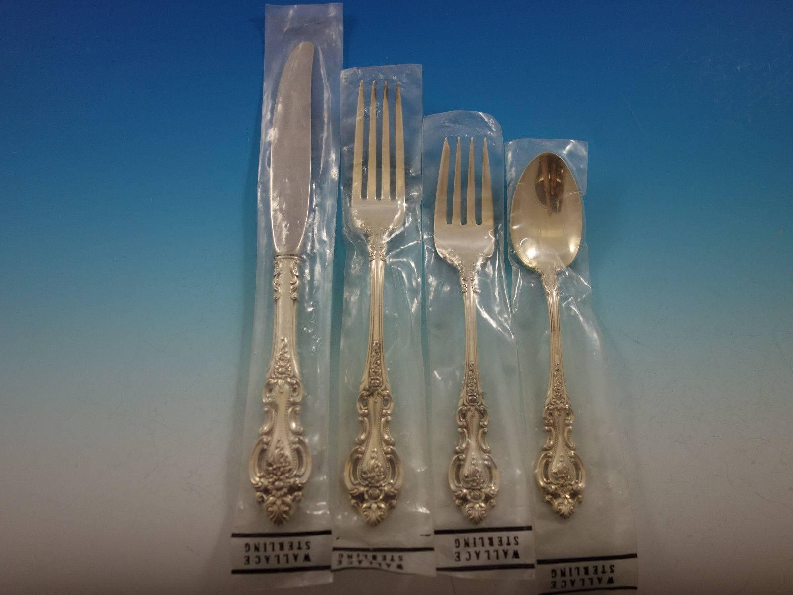 Grand Victorian by Wallace sterling silver flatware set of 29 pieces. Great starter set! This set includes: Six knives, 8 7/8