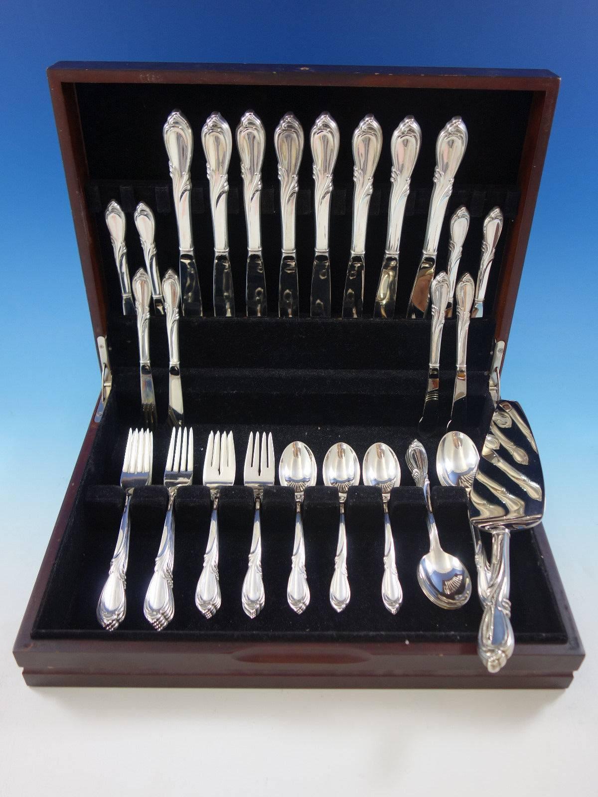 Rhapsody by international sterling silver flatware set, 49 pieces. This set includes: 

eight knives, 9 1/4