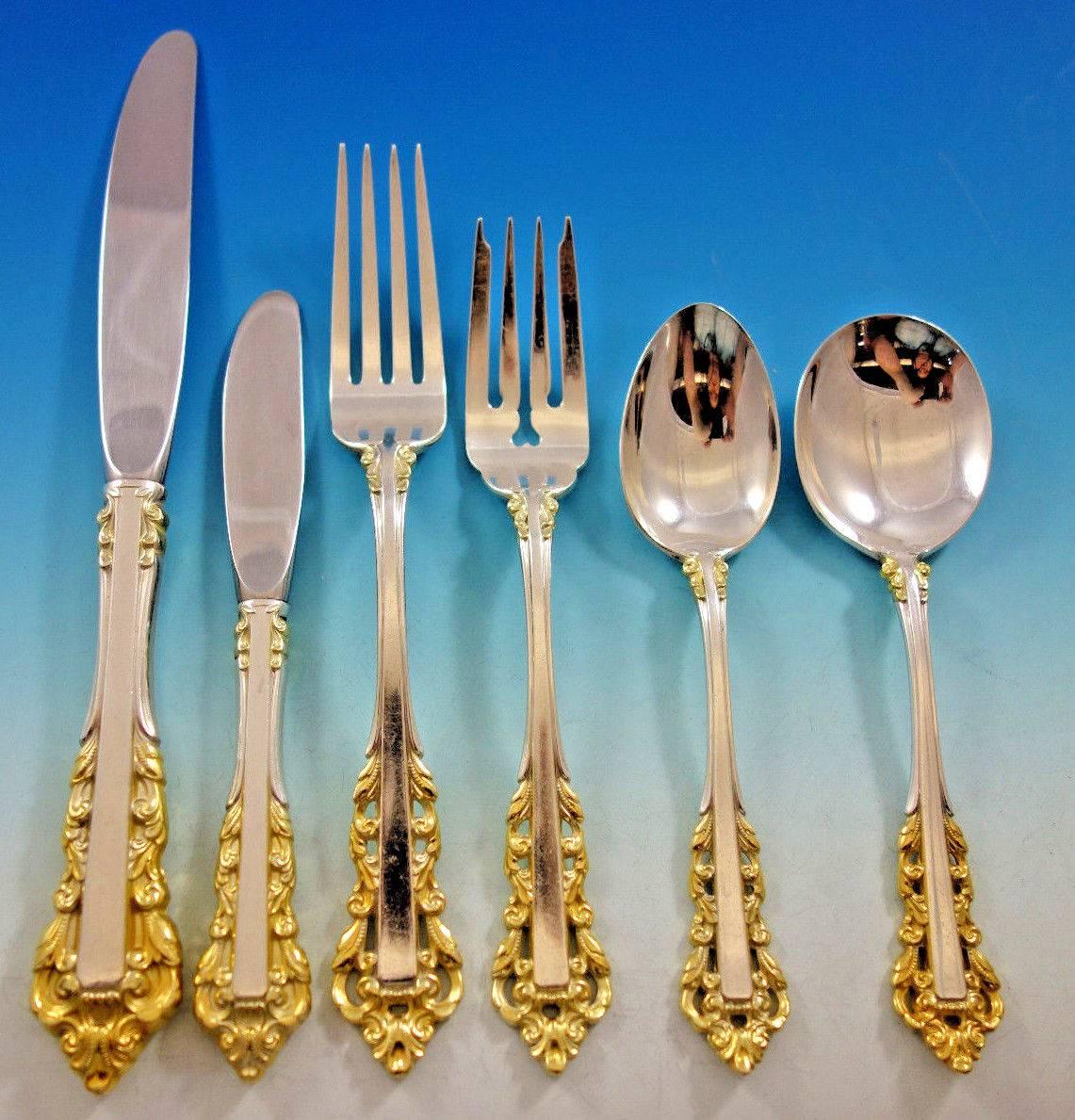 Medici Gold Accent by Gorham Sterling Silver Flatware Set for 8 Service