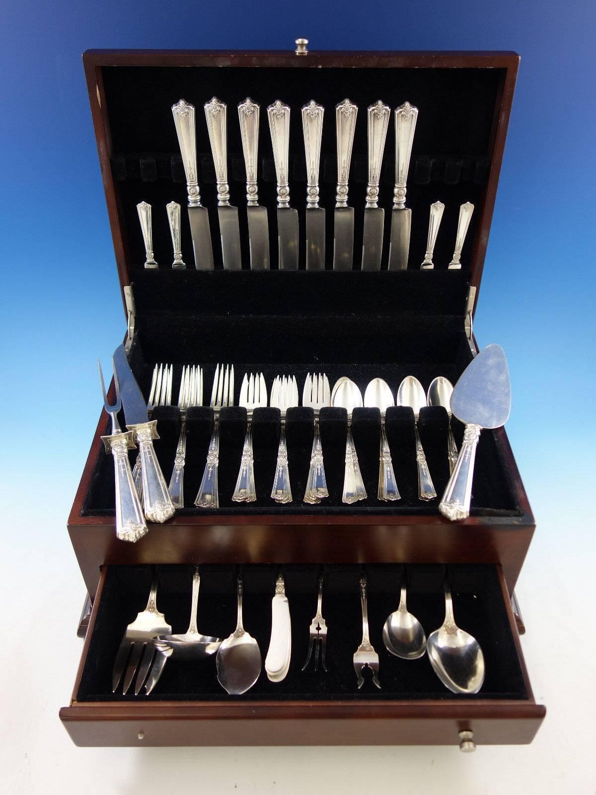 Victorian by Durgin sterling silver flatware set, 50 pieces. This set includes: 

Eight knives, 9