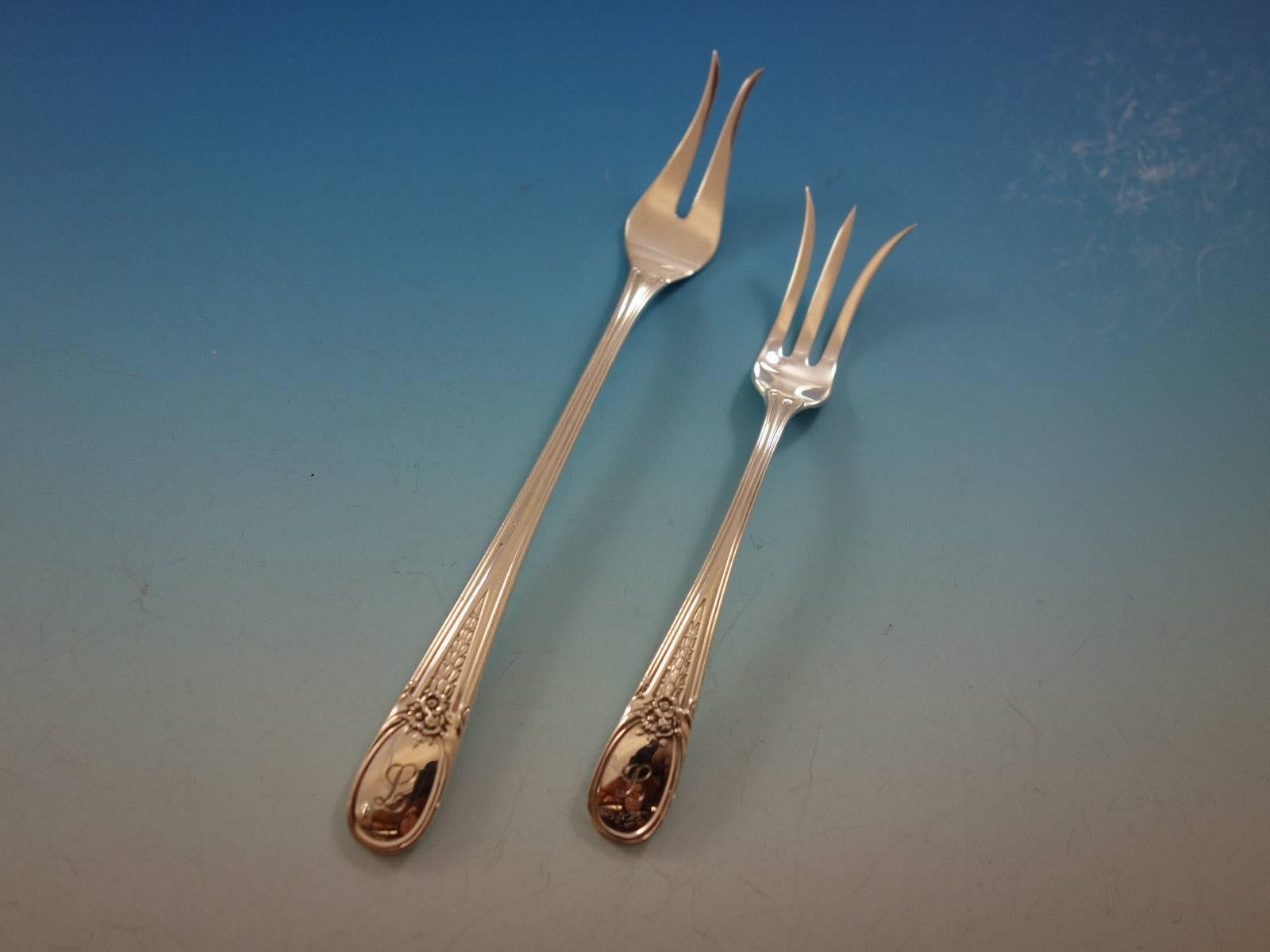 Servizio di posate in argento sterling Flowered Antique by Blackinton 79 pezzi L Mono in vendita 2