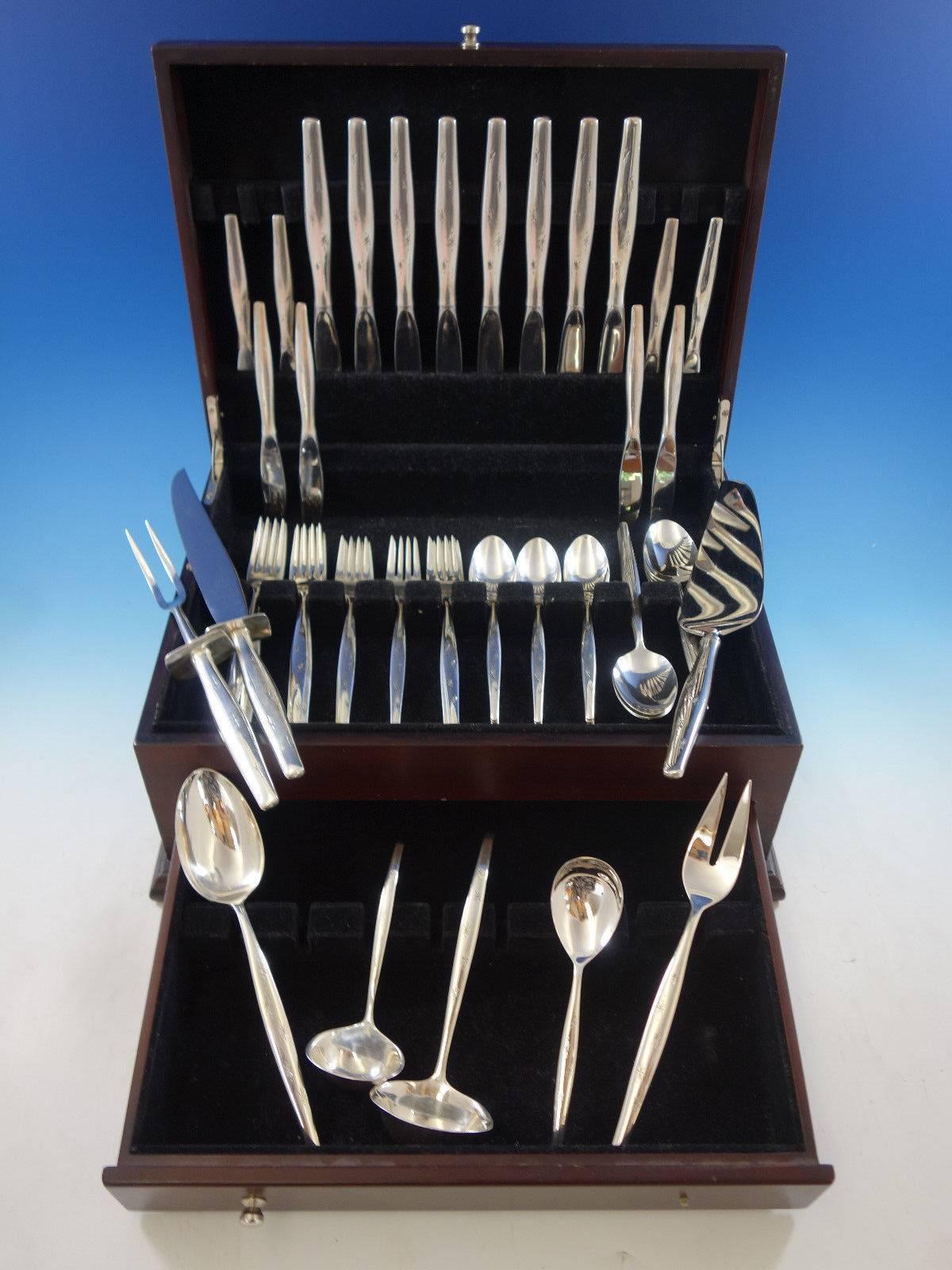 Stardust by Gorham sterling silver flatware set of 56 pieces. This set includes: Eight knives, 9