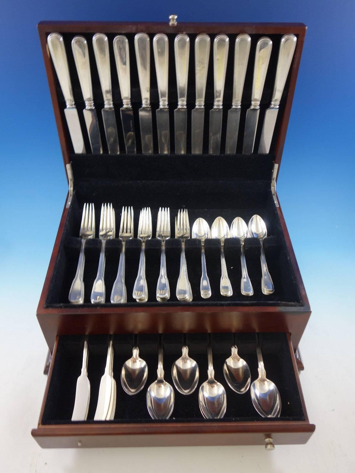 Hamilton by Tiffany & Co. sterling silver flatware set of 72 pieces. This set includes: 

12 dinner size knives, 10 1/4