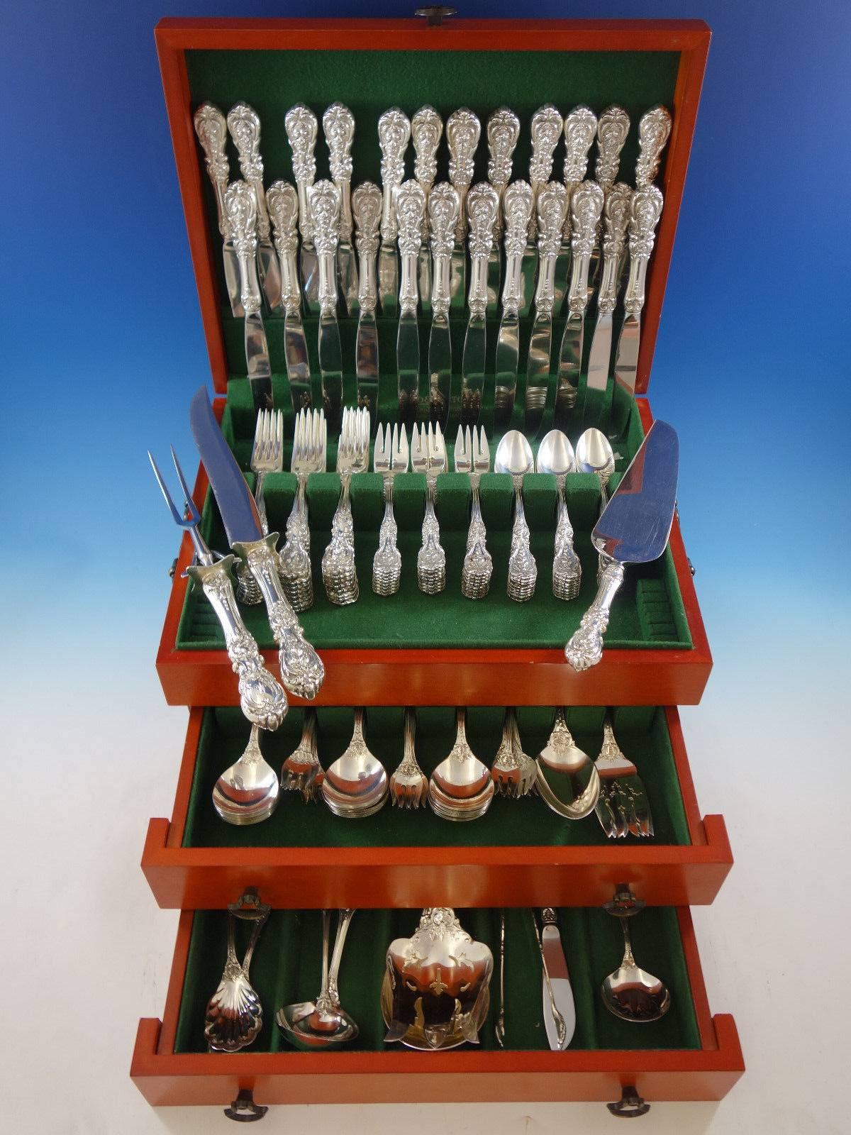 Francis I by Reed & Barton sterling silver flatware set of 160 pieces. This service for 24 includes: 

24 knives, 8 7/8