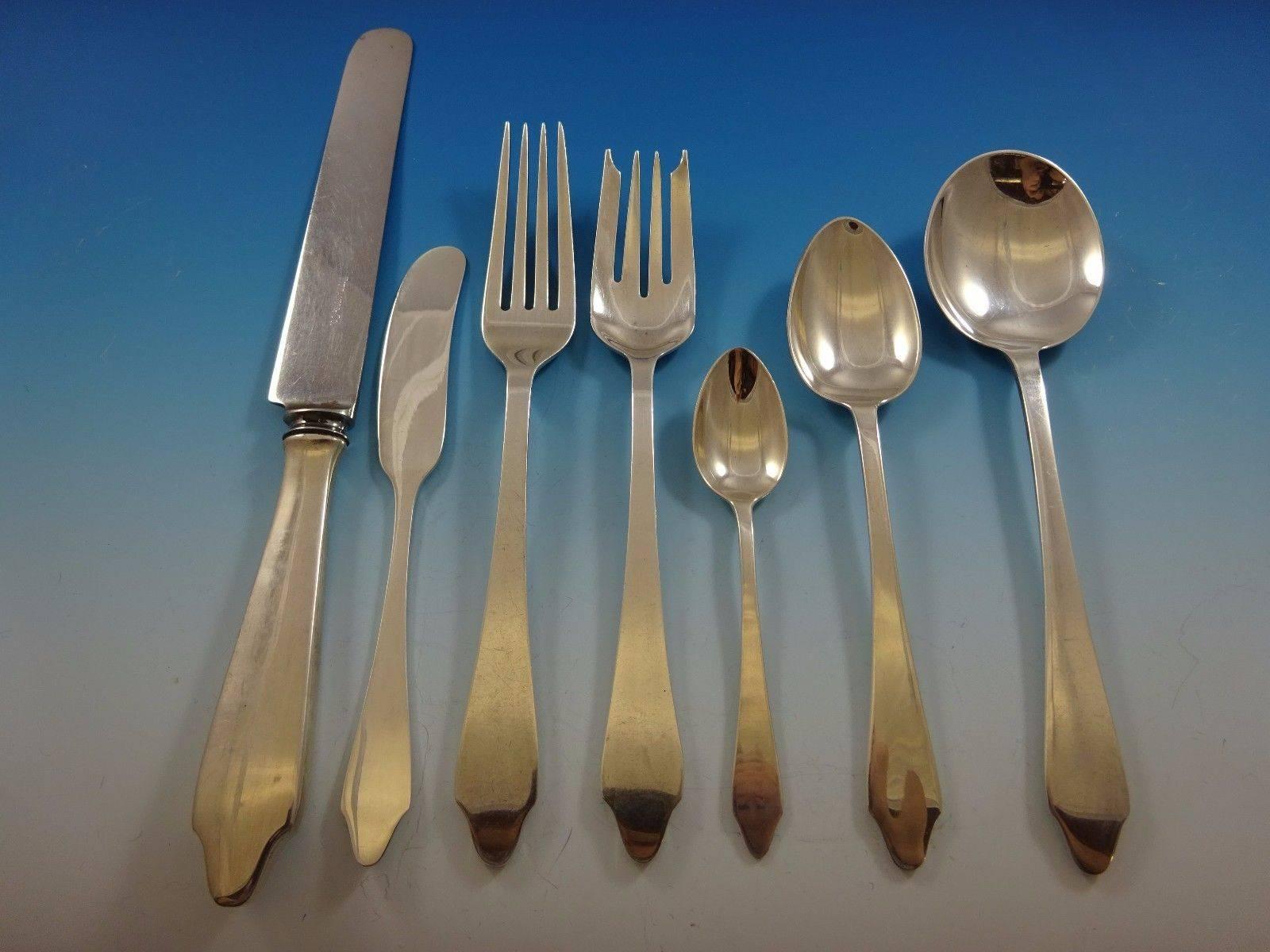 Clinton by Tiffany & Co. Sterling Silver Flatware Service For 8 Set 60 Pieces In Excellent Condition For Sale In Big Bend, WI