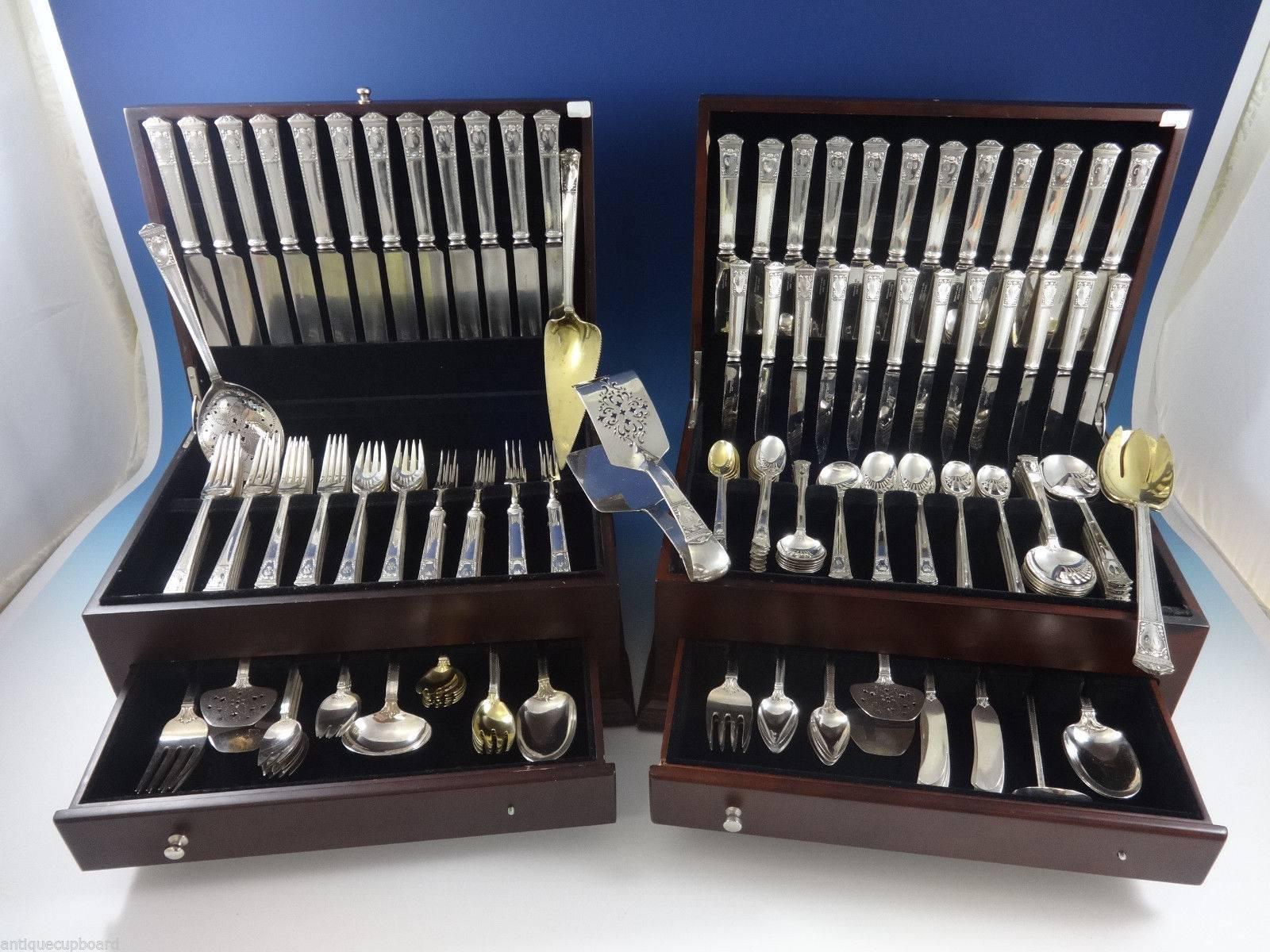 San Lorenzo by Tiffany & Co. sterling silver flatware set - 221 pieces. This set includes: 

12 dinner size knives, 10 1/4