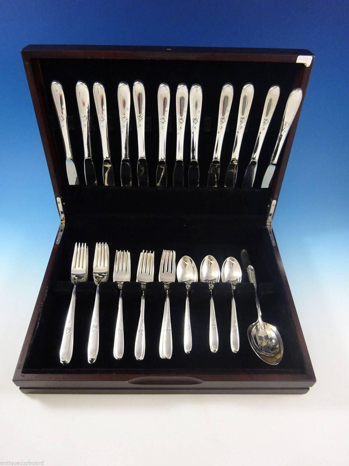 Autumn leaves by Reed & Barton sterling silver flatware set - 51 pieces. This set includes: 

12 knives, 9