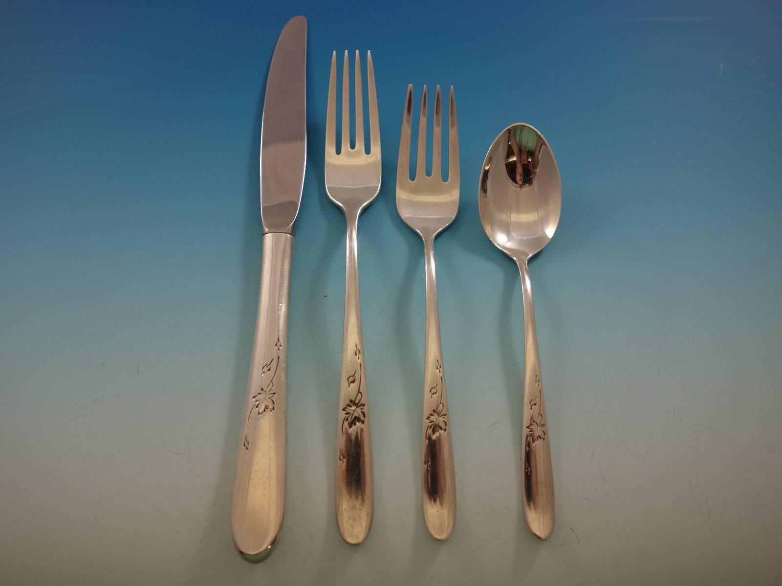 Autumn Leaves by Reed & Barton Sterling Silver Flatware Service Set 51 Pieces In Excellent Condition For Sale In Big Bend, WI