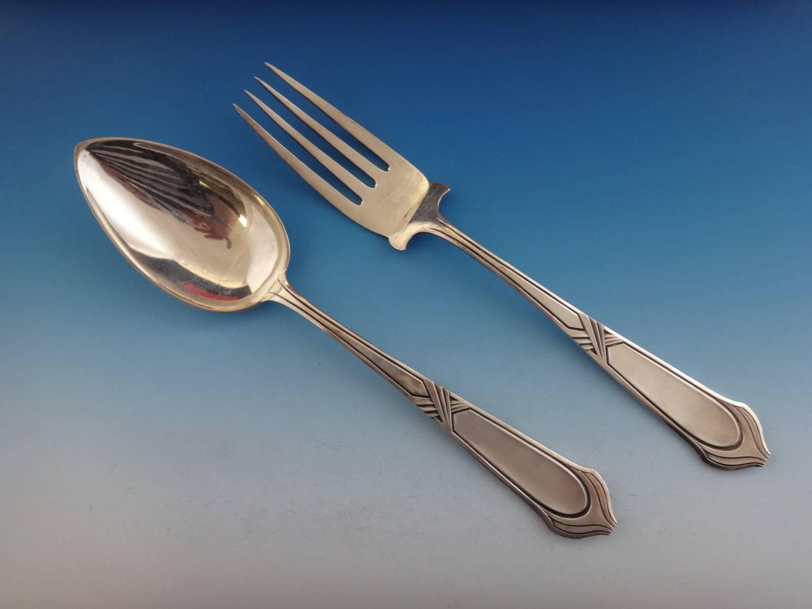 Austrian 800 Alfred Pollack Silver Flatware Set Service Fitted Box 115 Pieces In Excellent Condition For Sale In Big Bend, WI