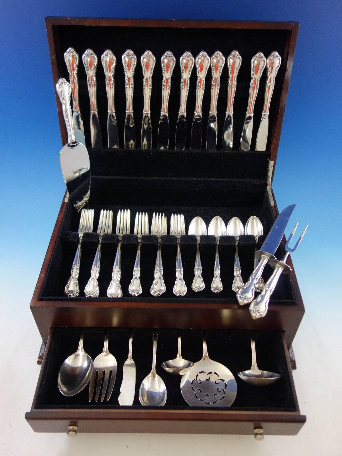American Classic by Easterling sterling silver Flatware set, 58 pieces. This set includes: 

12 knives, 8 7/8