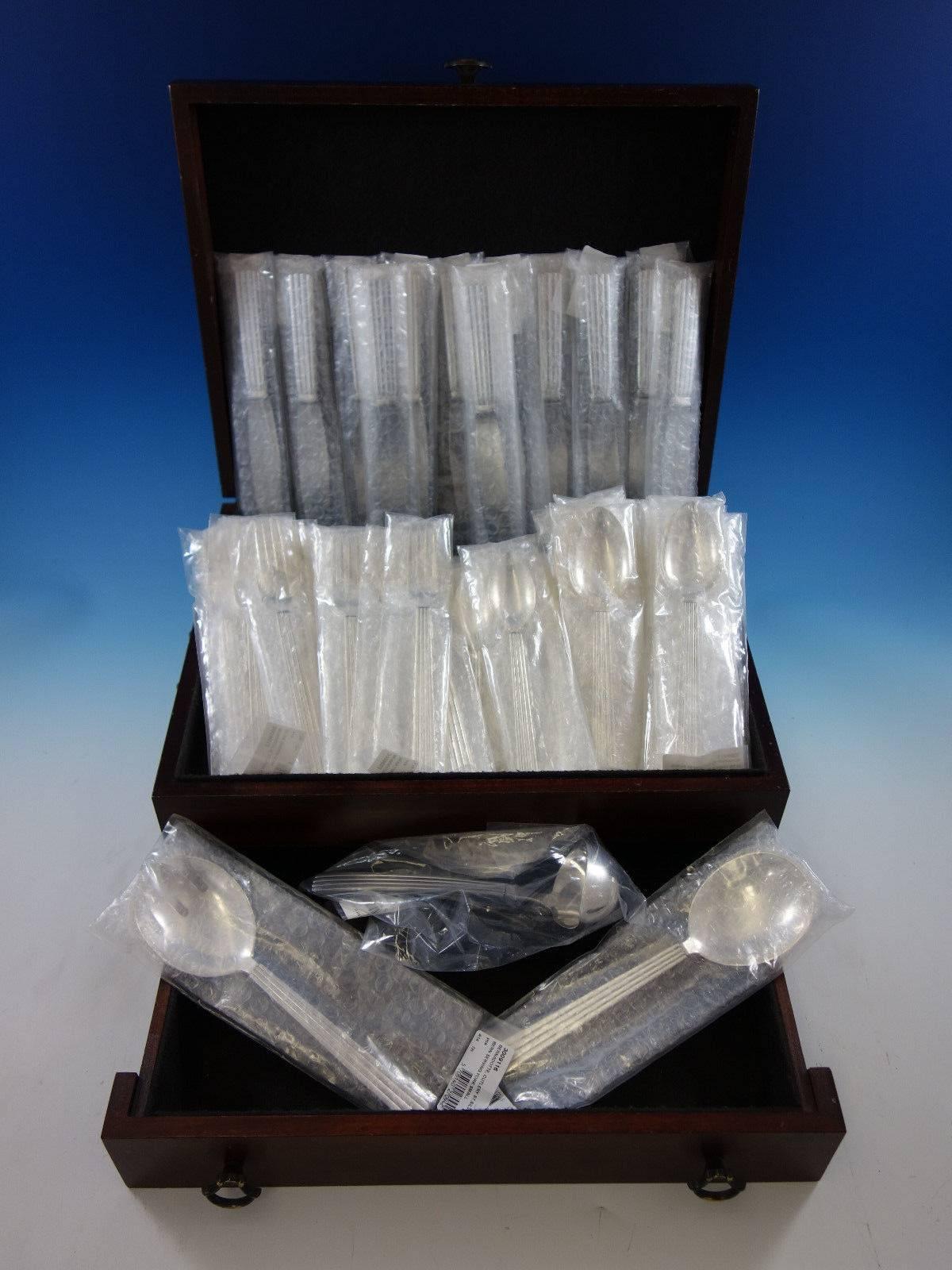 Bernadotte by Georg Jensen Sterling Silver Flatware Set 12 Service 63 Pcs New In Excellent Condition In Big Bend, WI