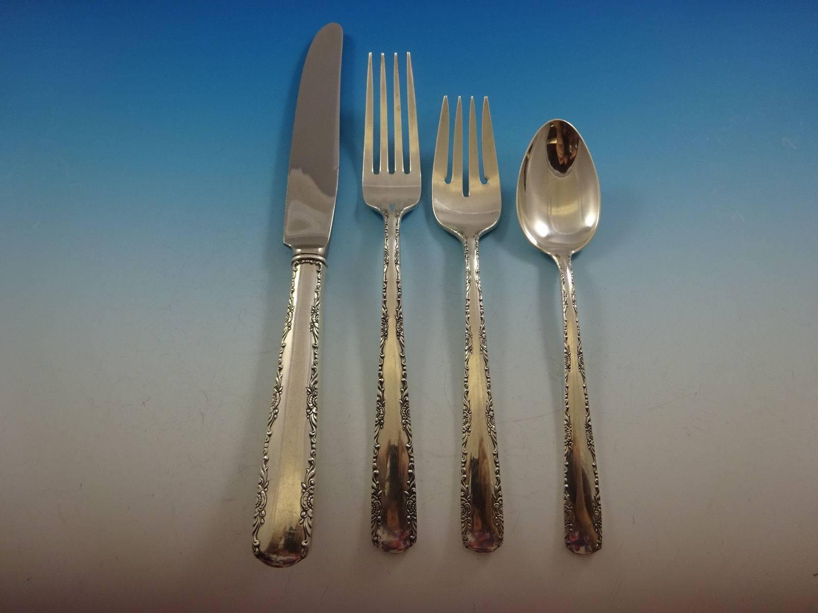 Camellia by Gorham Sterling Silver Flatware Set for Eight Service 52 Pieces In Excellent Condition For Sale In Big Bend, WI
