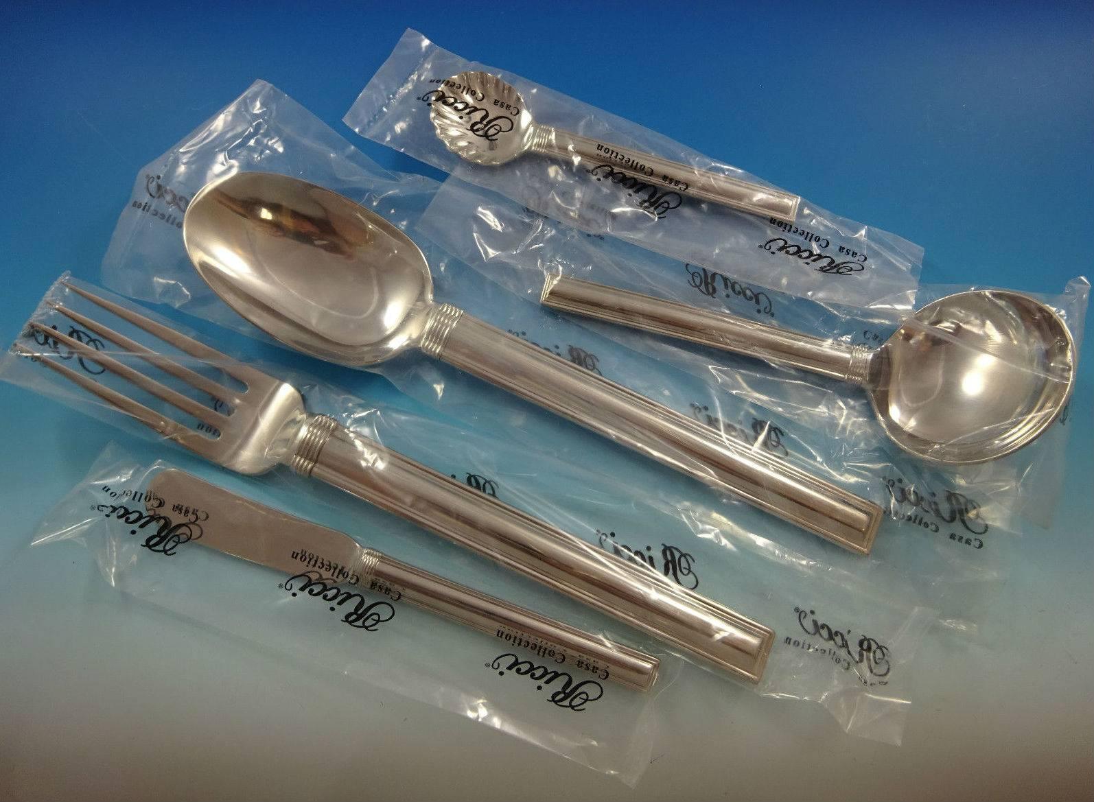 Capri by Ricci Stainless Steel Flatware Tableware Set Service 12 New 65 Pcs Mod In Excellent Condition In Big Bend, WI