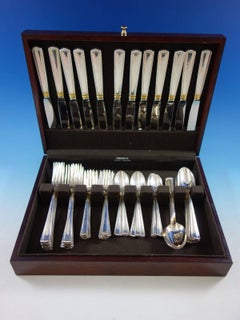 Embassy Scroll Gold by Lunt Sterling Silver Flatware Set Service 60 Pcs Dinner