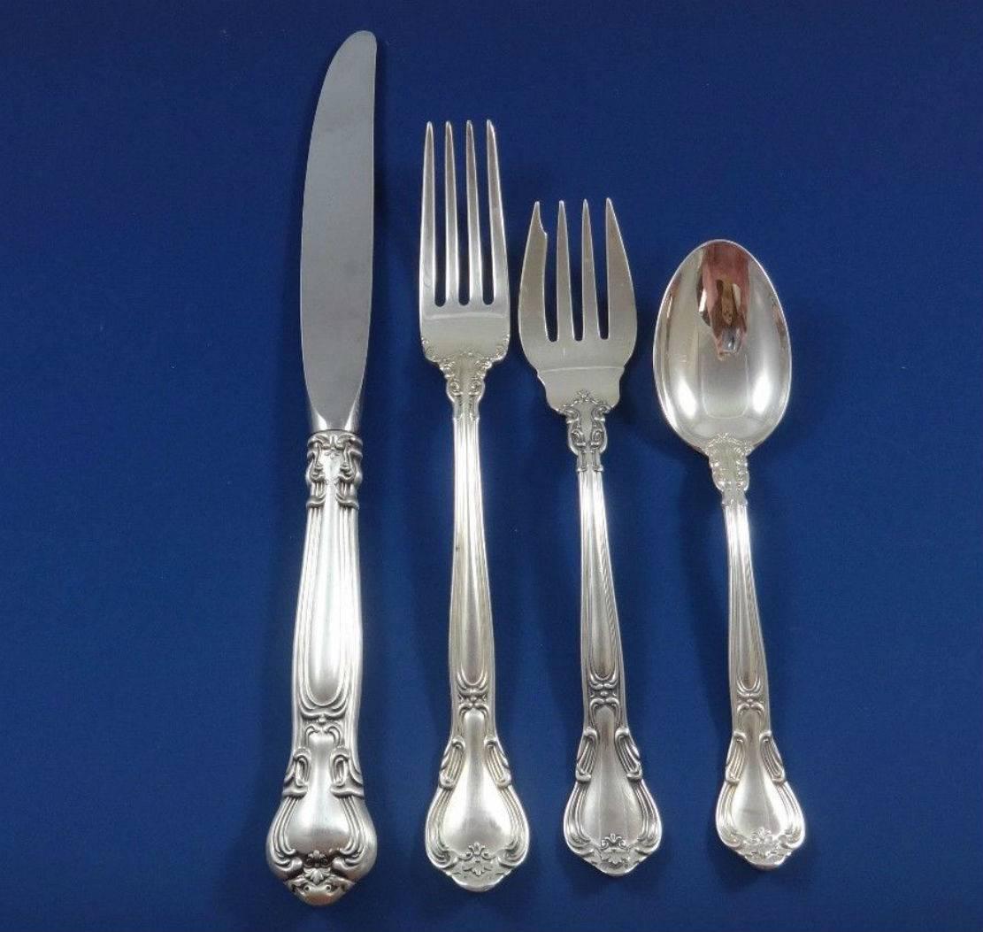 Chantilly by Gorham Sterling Silver Place Size Flatware Set Eight Service 40 Pcs In Excellent Condition In Big Bend, WI