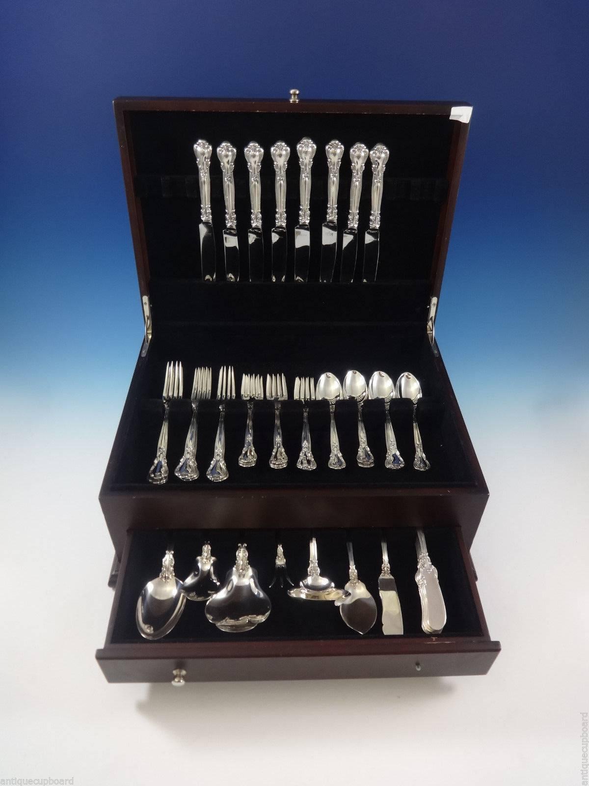 Chantilly by Gorham sterling silver flatware set of 48 pieces. This set includes:

Eight knives, 8 7/8