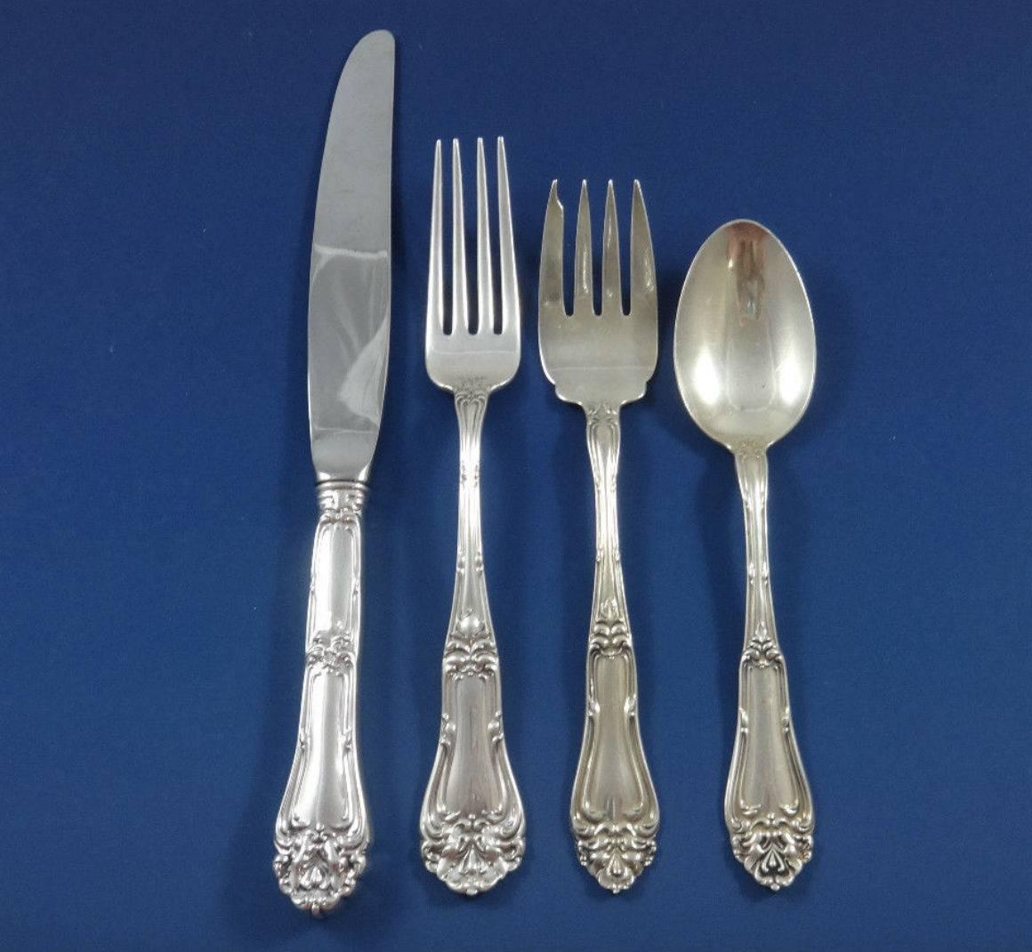 Rare Champlain by Amston sterling silver flatware set of 60 pieces. This pattern is very hard to find - We have not had a set come in in quite some time! This set includes: Eight knives, 9
