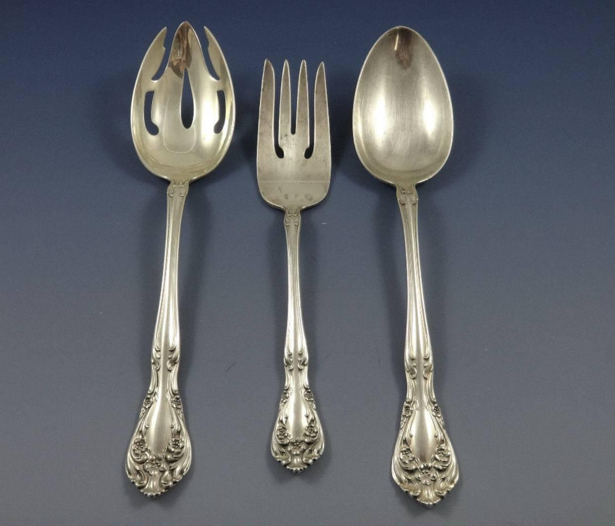 20th Century Chateau Rose by Alvin Sterling Silver Flatware Set For 12 Service 104 Pieces For Sale