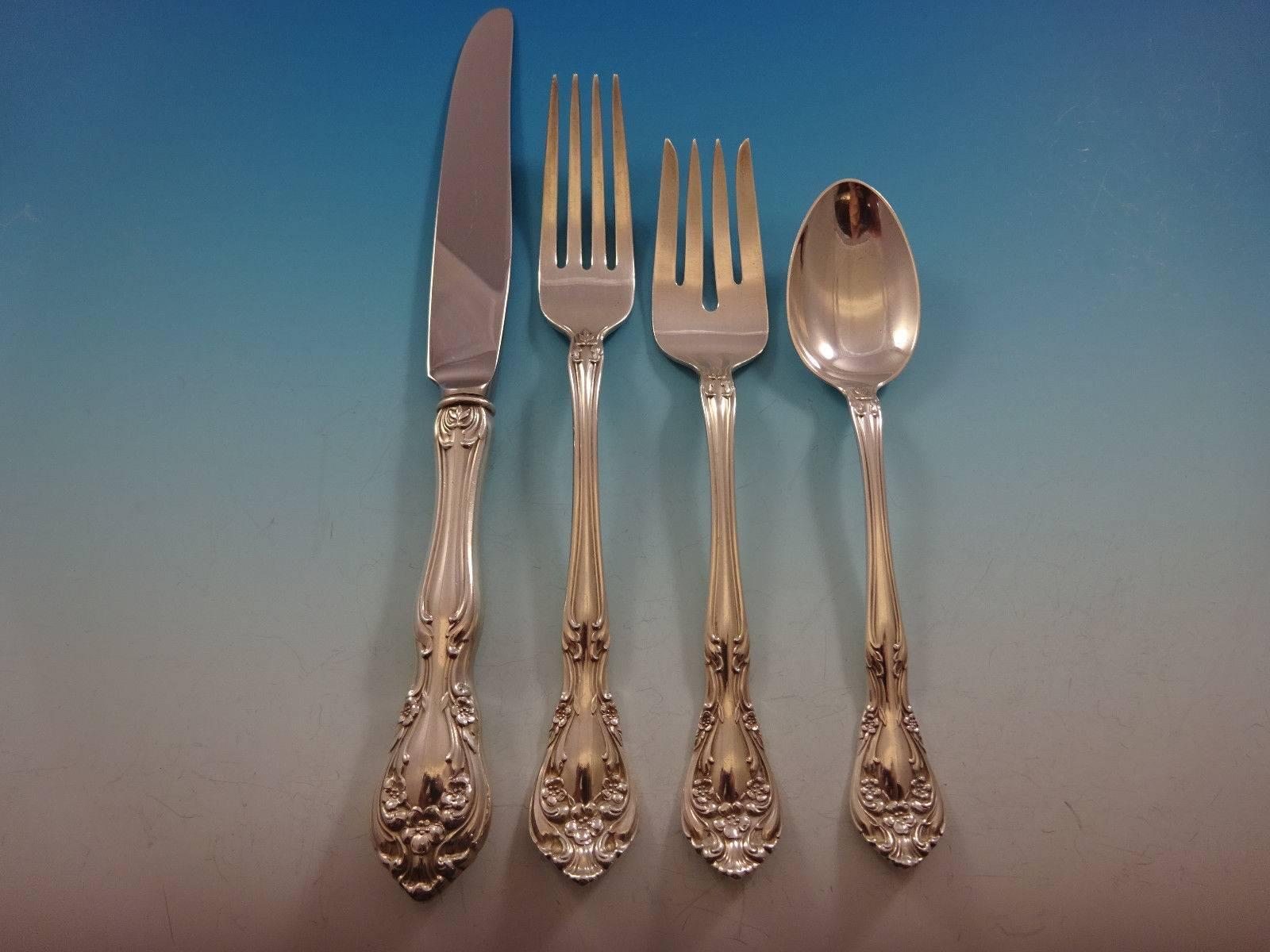 Ensemble de couverts en argent sterling pour 8 personnes 38 pièces Chateau Rose par Alvin Excellent état - En vente à Big Bend, WI