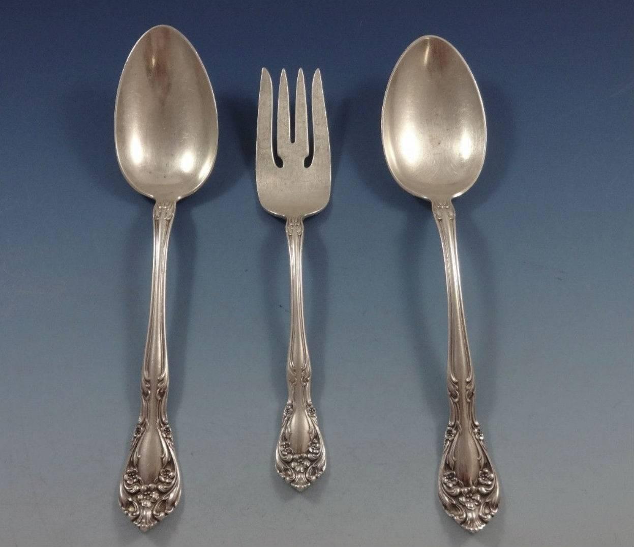 20th Century Chateau Rose by Alvin Sterling Silver Flatware Set for 12 Service 101 Pieces For Sale