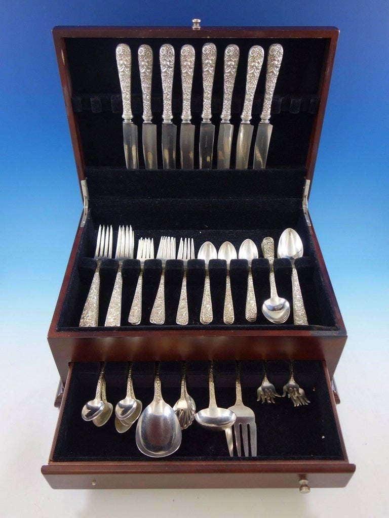 Repousse by Kirk Sterling Silver Flatware Set for 8 Service 61 Pieces ...