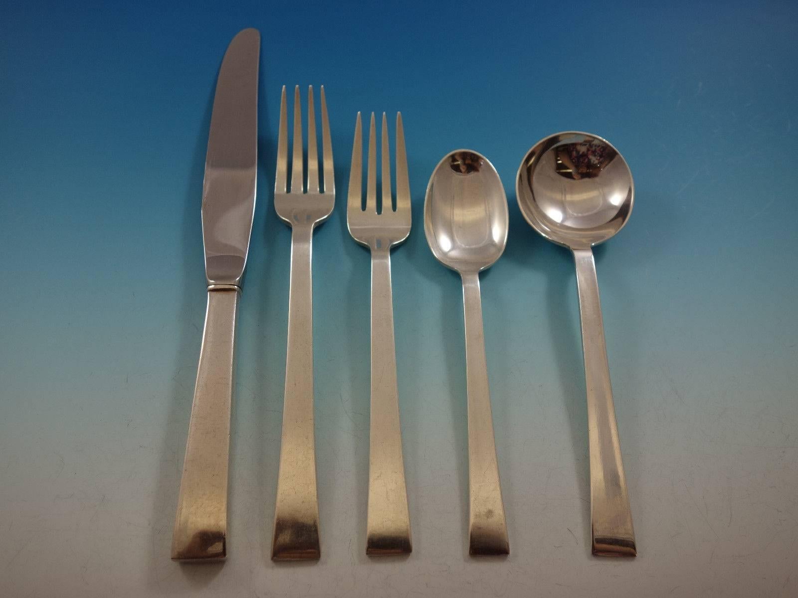 Continental by international sterling silver flatware set - 86 piece set, in excellent condition. This pattern is wonderfully simple, modern, and heavy. This set includes: 12 knives, 8 3/4