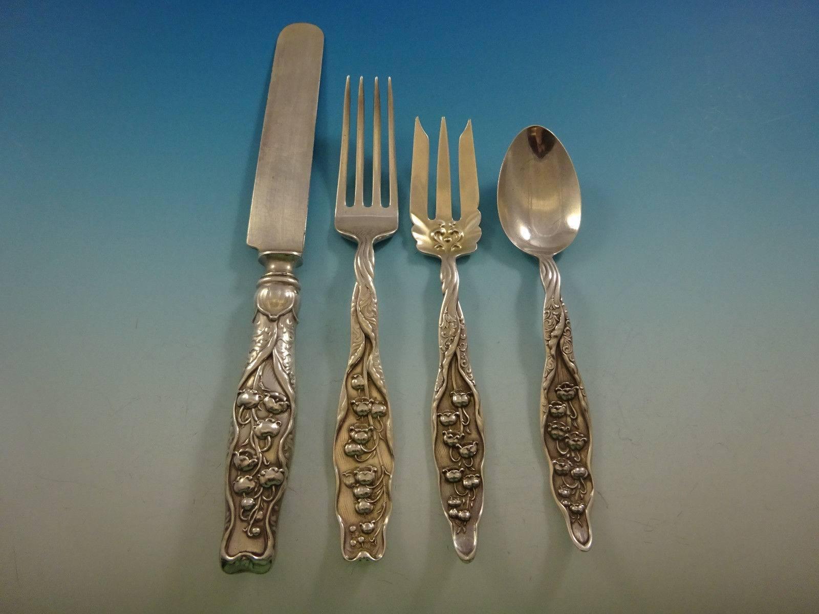 Lily of the Valley by Whiting Sterling Silver Flatware Set Service 107 PC Dinner In Excellent Condition In Big Bend, WI