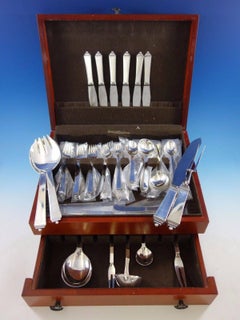 Pyramid by Georg Jensen Wendell Danish Sterling Silver Flatware Set of 57 Pieces