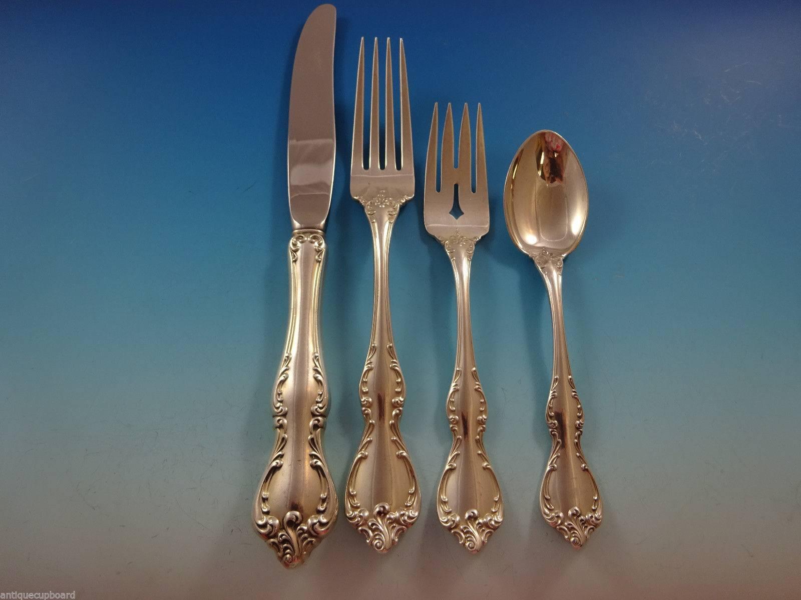Set di posate in argento Sterling Debussy by Towle per 12 persone Servizio da 77 pezzi per la cena In condizioni ottime in vendita a Big Bend, WI