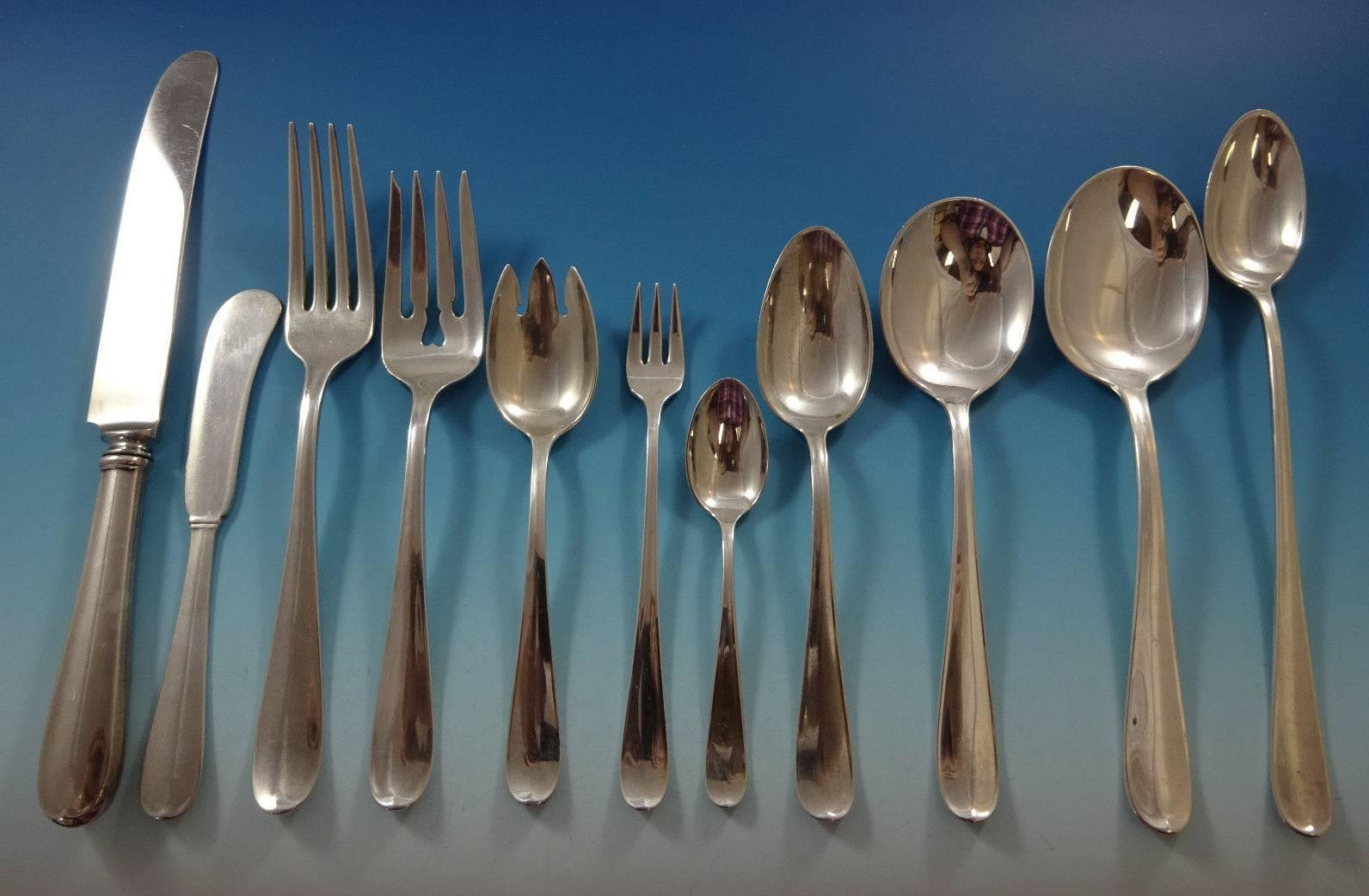 Rare large Dolly Madison by Gorham sterling silver flatware set for eight, 93 pieces. This set includes: 

Eight knives, 8 3/4