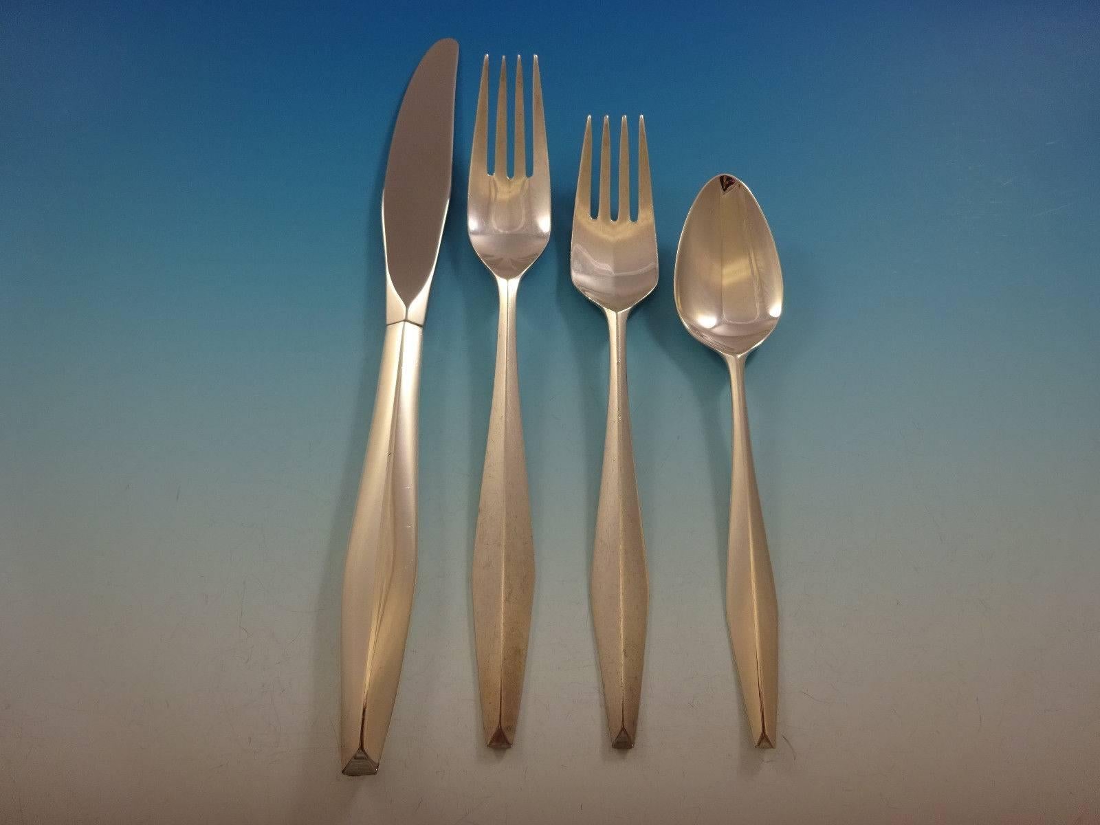 Diamond by Reed and Barton Sterling Silver Flatware Set for Eight Service In Excellent Condition In Big Bend, WI