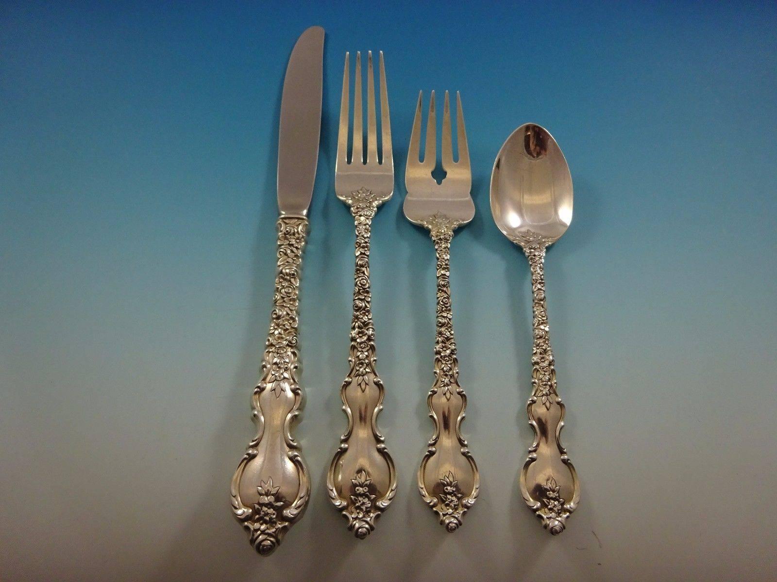 Du Barry by International silver sterling silver flatware set, 79 pieces. This set includes: 

12 knives, 9