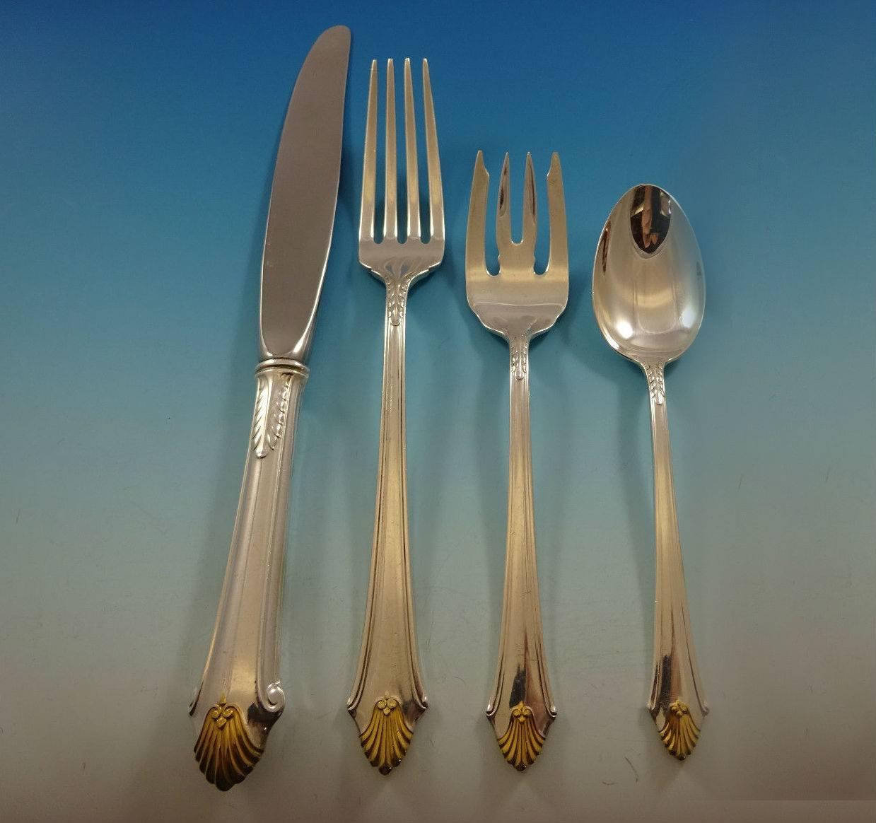 Edgemont Gold by Gorham Sterling Silver Flatware Set 8 Service 38 Pieces Dinner In Excellent Condition For Sale In Big Bend, WI