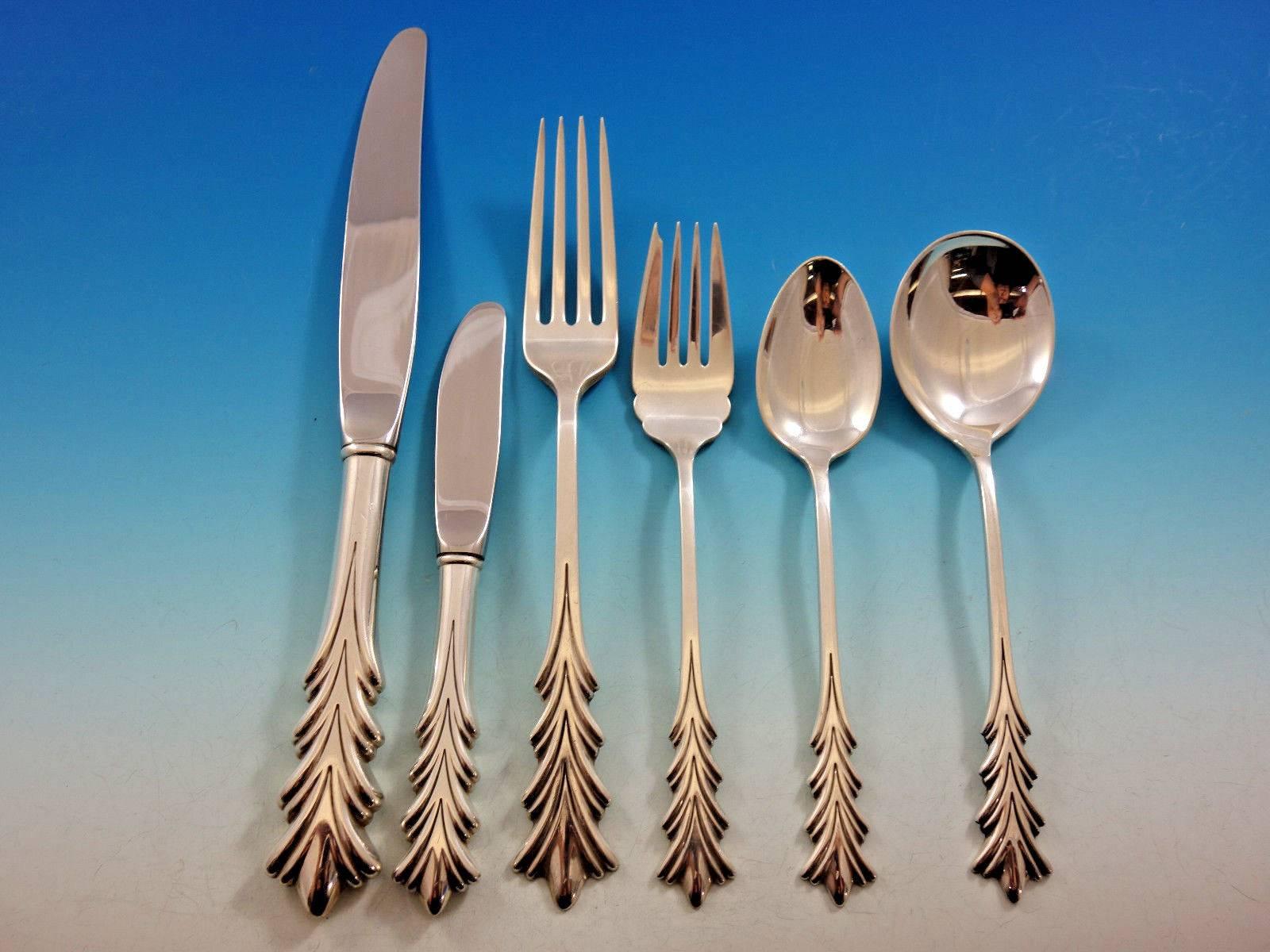 Crest of Arden by Tuttle Sterling Silver Flatware Set for Eight Dinner Size In Excellent Condition In Big Bend, WI