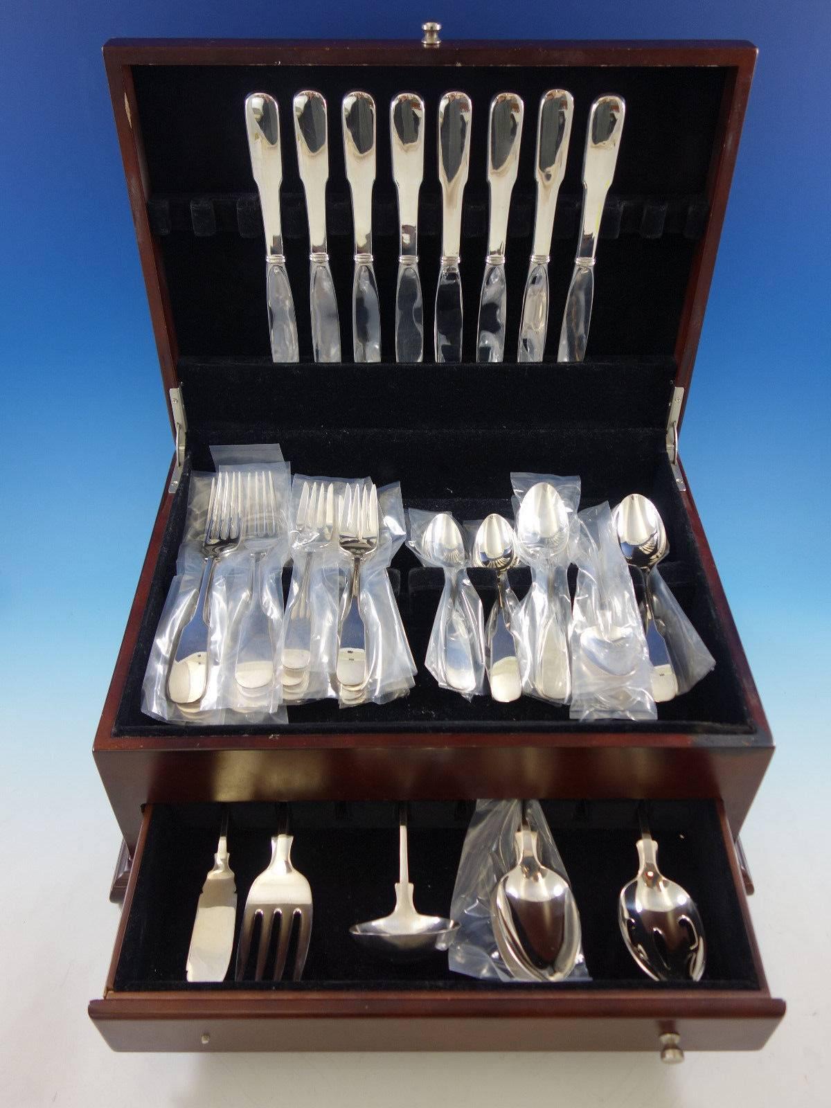 Old English tipt by Gorham sterling silver flatware set, 46 pieces. This set includes: Eight dinner knives, 9 1/2