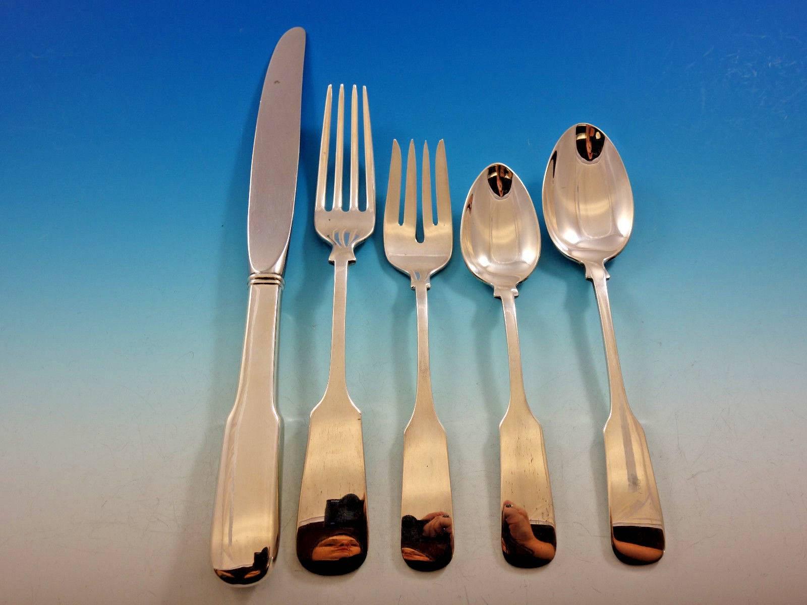 Old English Tipt by Gorham Sterling Silver Flatware Set of Eight Service In Excellent Condition In Big Bend, WI