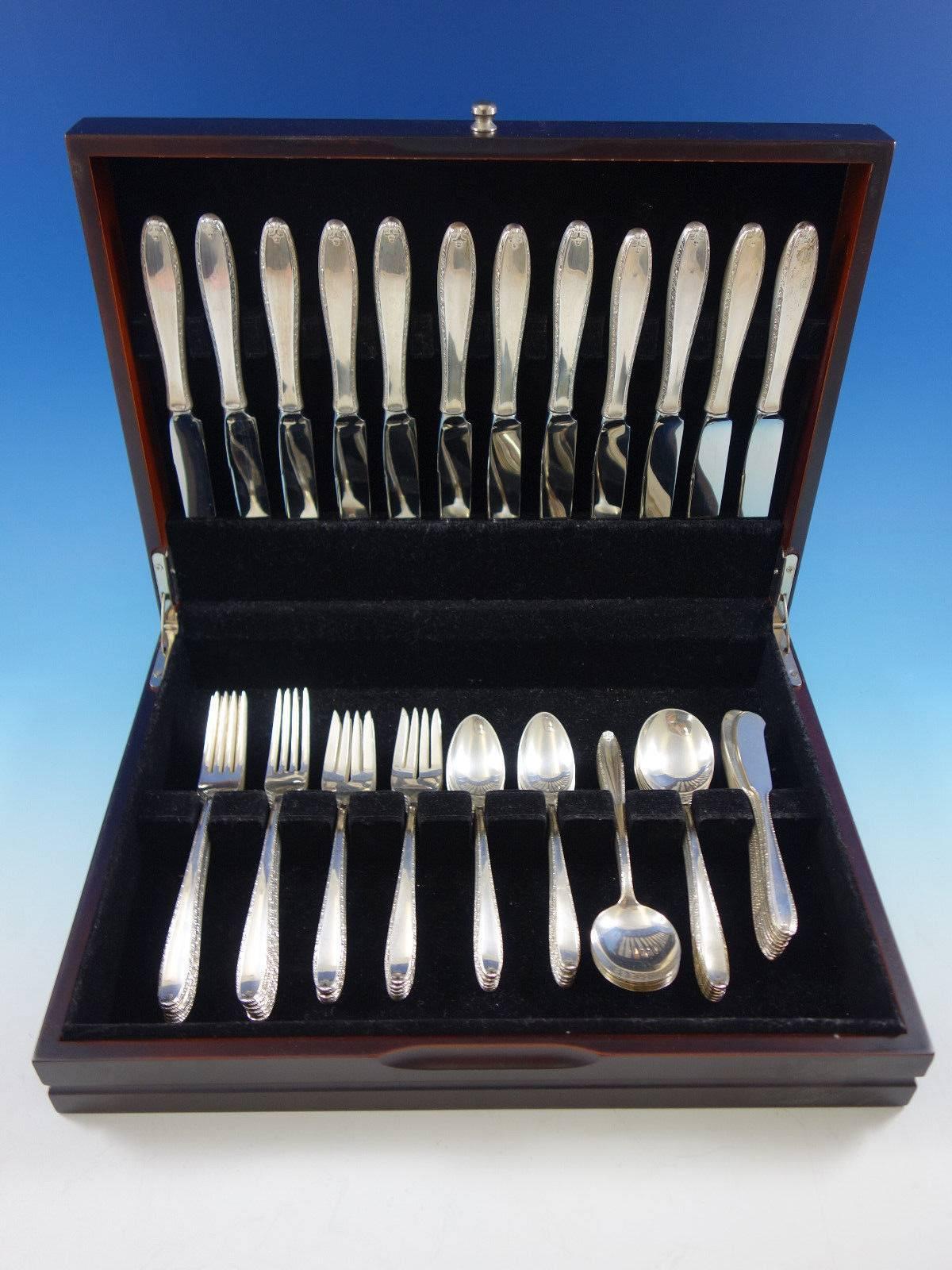 Southern Charm by Alvin sterling silver flatware set of 72 pieces. This set includes: 

12 knives, 9