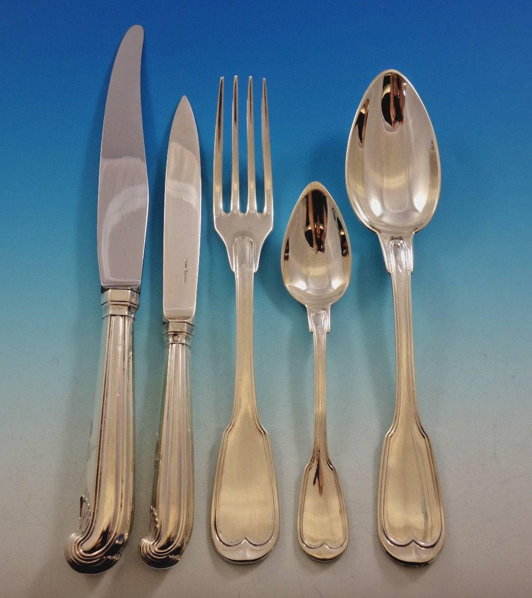 Coquille by Puiforcat Sterling Silver Flatware Set Service French 78 Pieces In Excellent Condition For Sale In Big Bend, WI