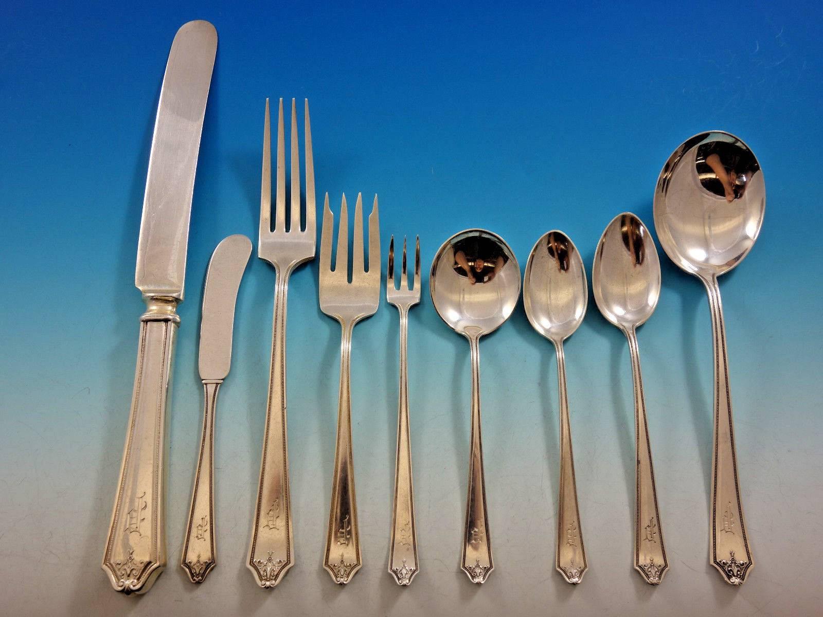 Rosalind by International Sterling Silver Flatware Set Dinner Service Mono P In Excellent Condition In Big Bend, WI